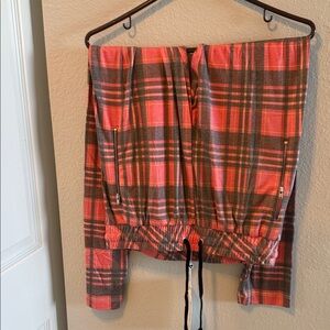 Wildfox Gray and Pink Plaid Top